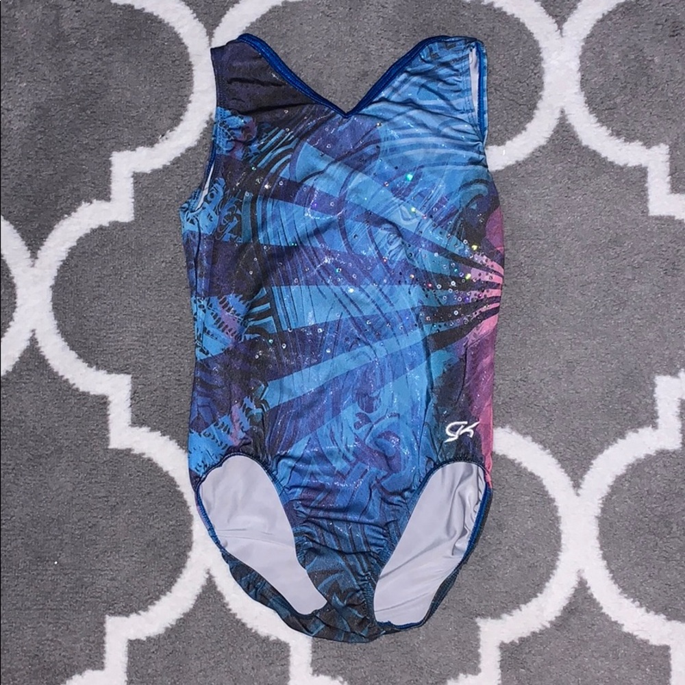 girls gymnastics leotard, blue & purple, comfy